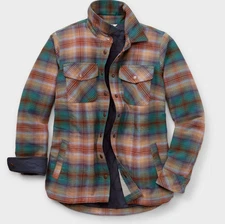 Duluth Women's Folklore Flannel Insulated Shirt Jac - Bison Brown Ombre Plaid