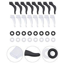 32 Pcs Glasses Leg Sleeve Silicone Temple Tips Covers Anti Skid Black White