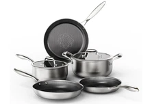 COOKER KING 3-Ply Stainless Steel Cookware Set,Non-Stick 7-Piece