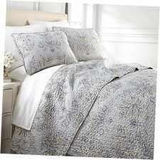 Oversized Queen Quilt Set, 3-Piece Full / Queen 37 - Vintage Garden Sandy Grey