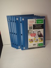 5-Five Star Customizable Plastic 2 Pocket Folders Pacific Blue Set Of Five