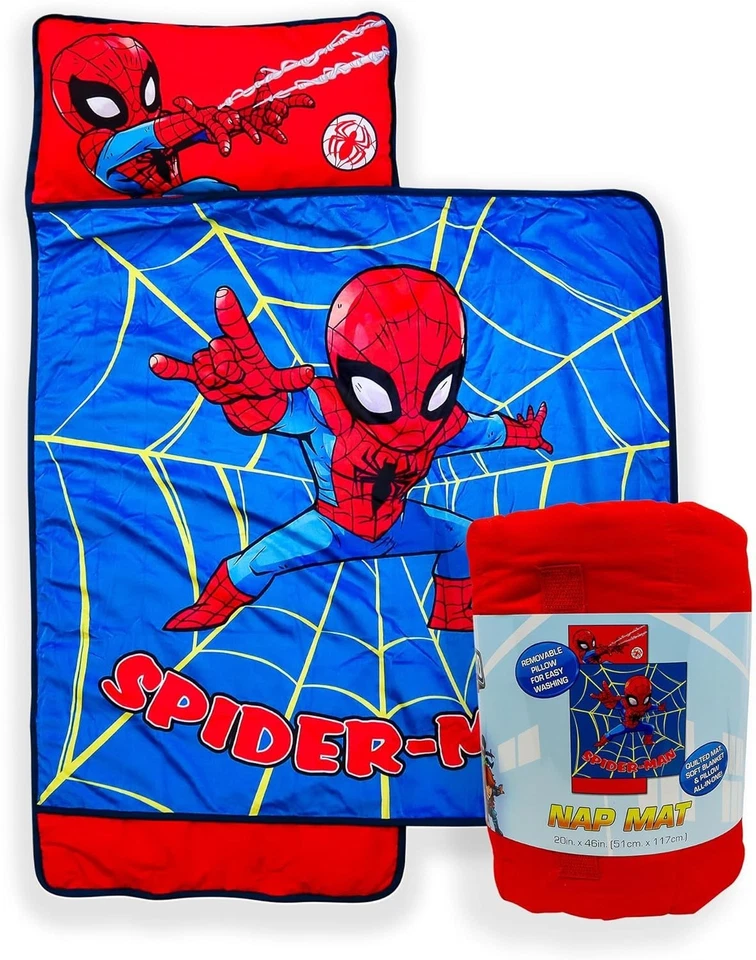 Alfombrilla para siesta Spiderman para niños con almohada y manta Foto 3 de 4