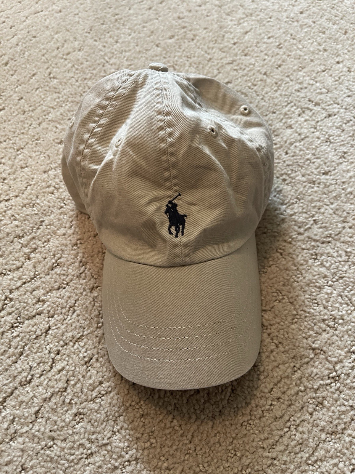 Polo Ralph Lauren Cappello Berretto Fibbia Cinghia Cachi Blu Pony Spell Out Pattumiera 2