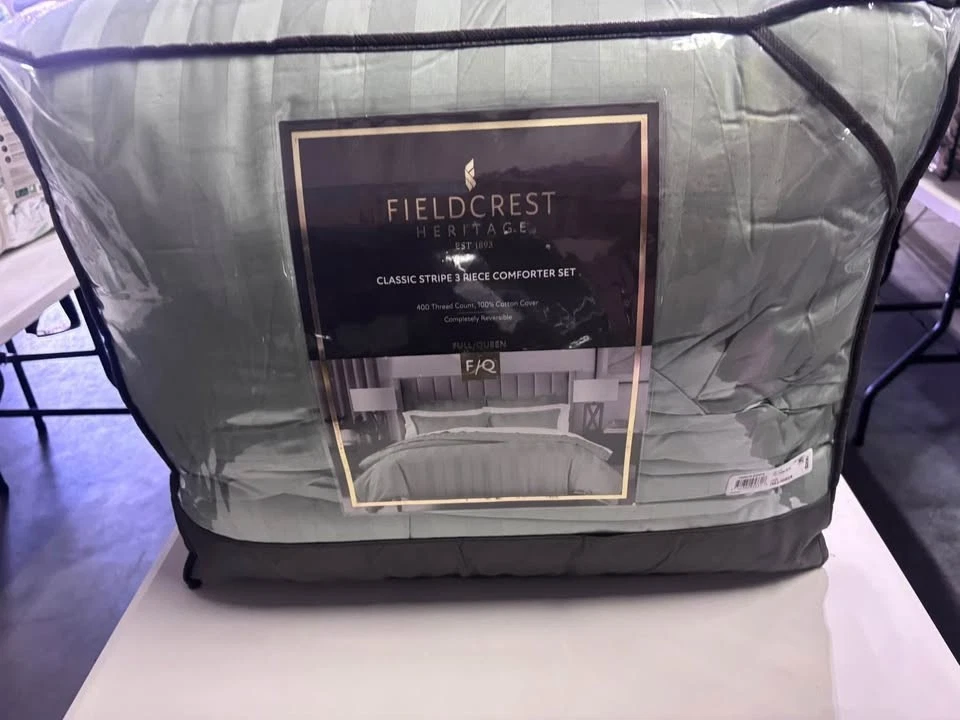 Fieldcrest Heritage Classic Stripe 3 piezas. Juego de edredón de algodón 400tc completo/queen Foto 3 de 4