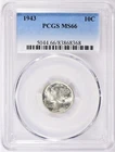1943 Mercury Dime PCGS MS-66