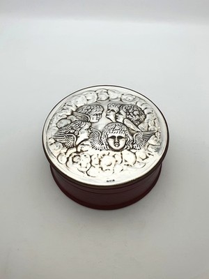 Wunderschöne Vintage Schmuckschatulle Sterlingsilber und Leder - London, 1990