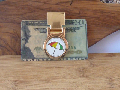 Arnold Palmer Logo  Spring Loaded Money Clip - Gold  Plated Clip