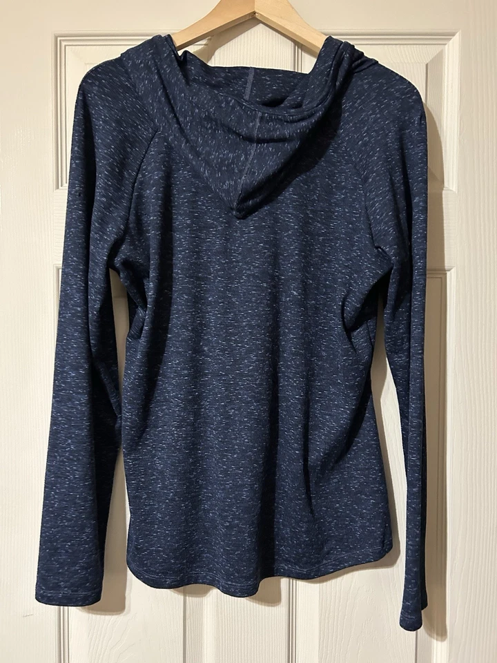 Pulôver feminino Columbia tamanho XL com capuz azul leve Athleisure roupa de viagem - Imagem 2 de 4