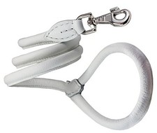 4ft Long Round Genuine Rolled Leather Dog Leash White Large: 1/2" 12mm