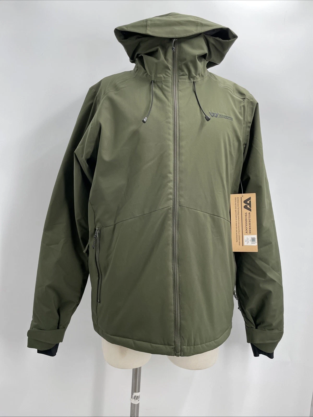 Wilderness Technology Men's Full Zip Insulated Olive Hooded Jacket Size Small