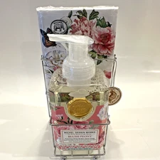 NEW Michel Design Works Hand Care Caddy Blush Peony Foaming Soap & Napkins Set
