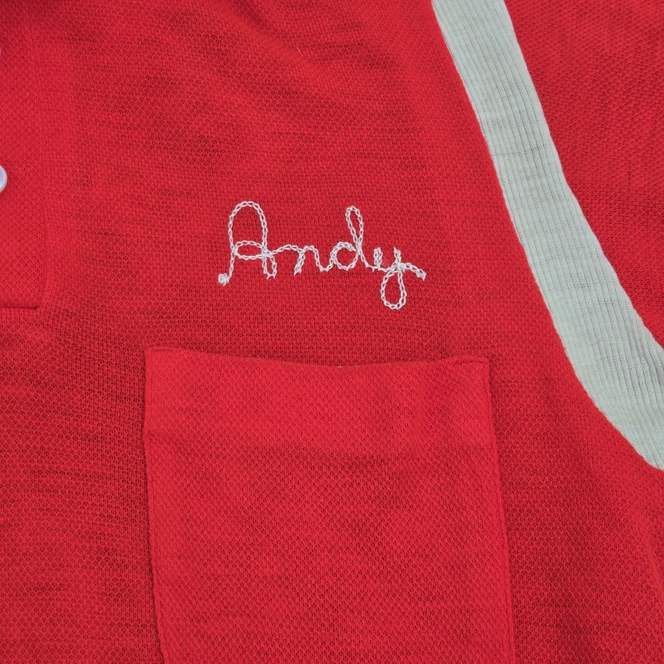 Camisa de boliche Hilton vintage años 50 60 a rayas puntada de cadena con botones cuello bucle M Foto 4 de 4