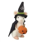 Felt Witch Mouse with Pumpkin Halloween Decoration by Heaven Sends Homeware