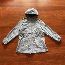 WP Weatherproof Hooded Rain Jacket Gray Lightweight Women  s L Large Full Zip
