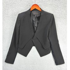 BCBGMAXAZRIA Open Front Blazer Jacket Womens M Black Professional Office Career