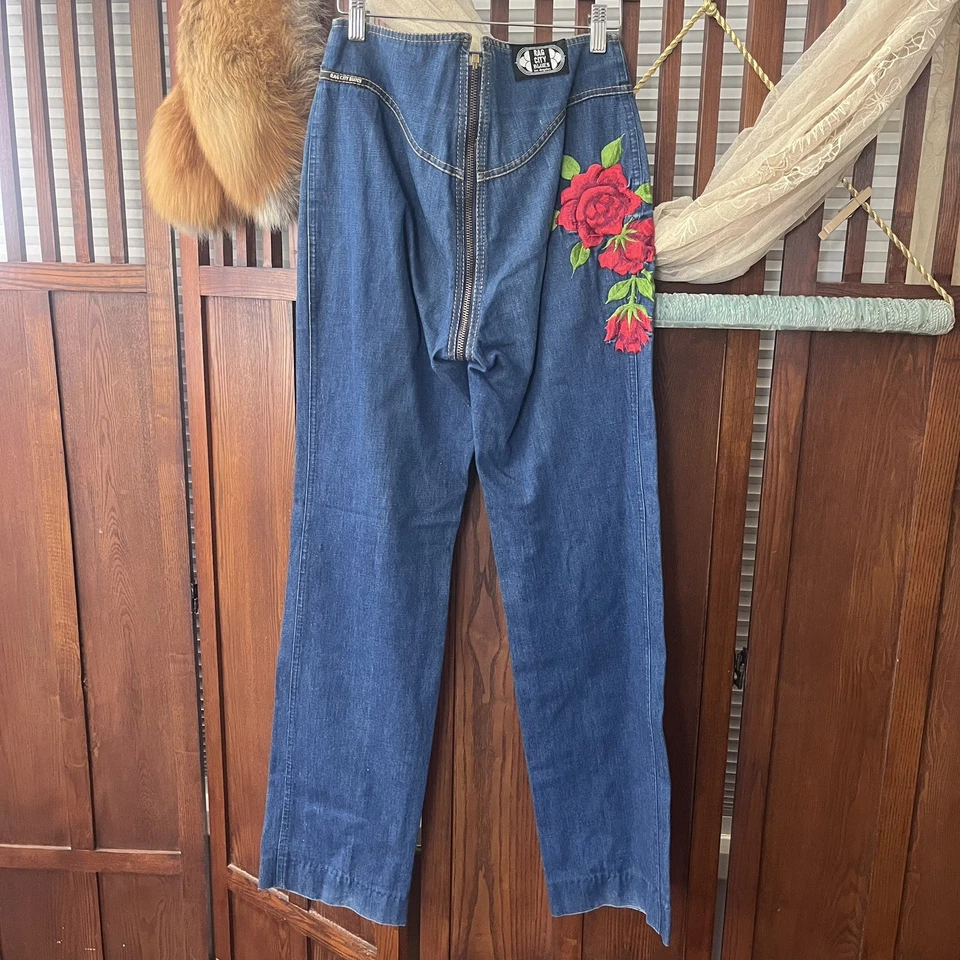 Vintage 1980s Rag City Blues Los Angeles Zip Around Front to Back Jeans 26” - Image 3 of 4