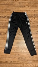 Adidas Originals Women  s Track Pants Black 3-Stripe Joggers Size M