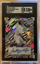 Anthony Volpe On Card Auto 2022 Leaf Metal Yankees Zebra /5 SGC 10/10 Gem Mint