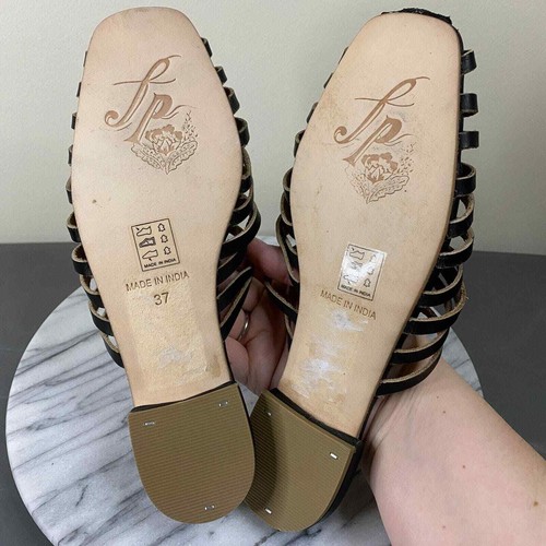 NUEVA Sandalia Plana Free People Odette con Tirantes en Serpiente Negra Para Mujer EU 37 / US 7 - Imagen 12 de 12