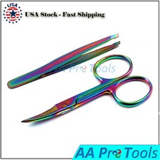 Multi Color Handy Eyebrow Kit Trimmer Flat Edge Tweezers  Scissors Makeup Kit
