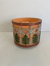Bath And Body Works 3 Wick Candle Holder Christmas Tree Snowflakes Metal 