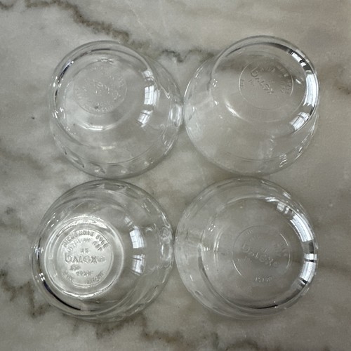 Juego 4 tazas natillas vintage Pyrex 463A vidrio transparente 3 anillos p463 - Imagen 13 de 14