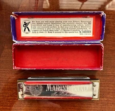 M. Hohner's Vintage Marine Band Harmonica No.1896 Key G w/ Original Box