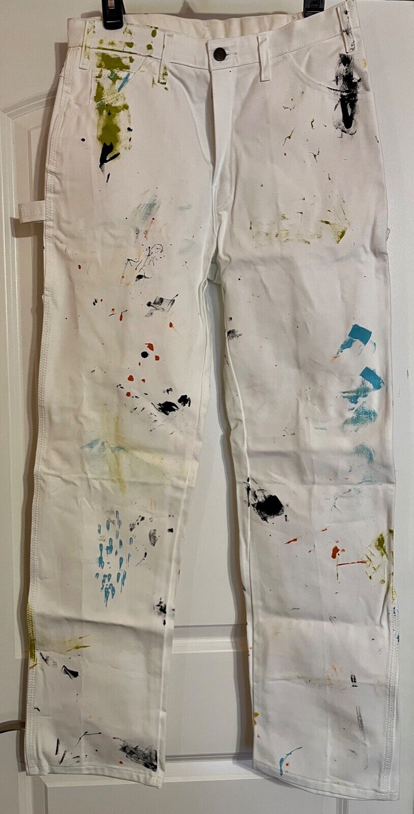 Dickies Painter Pants size 31X32 paint stained 5 Pocket carpenter mens white