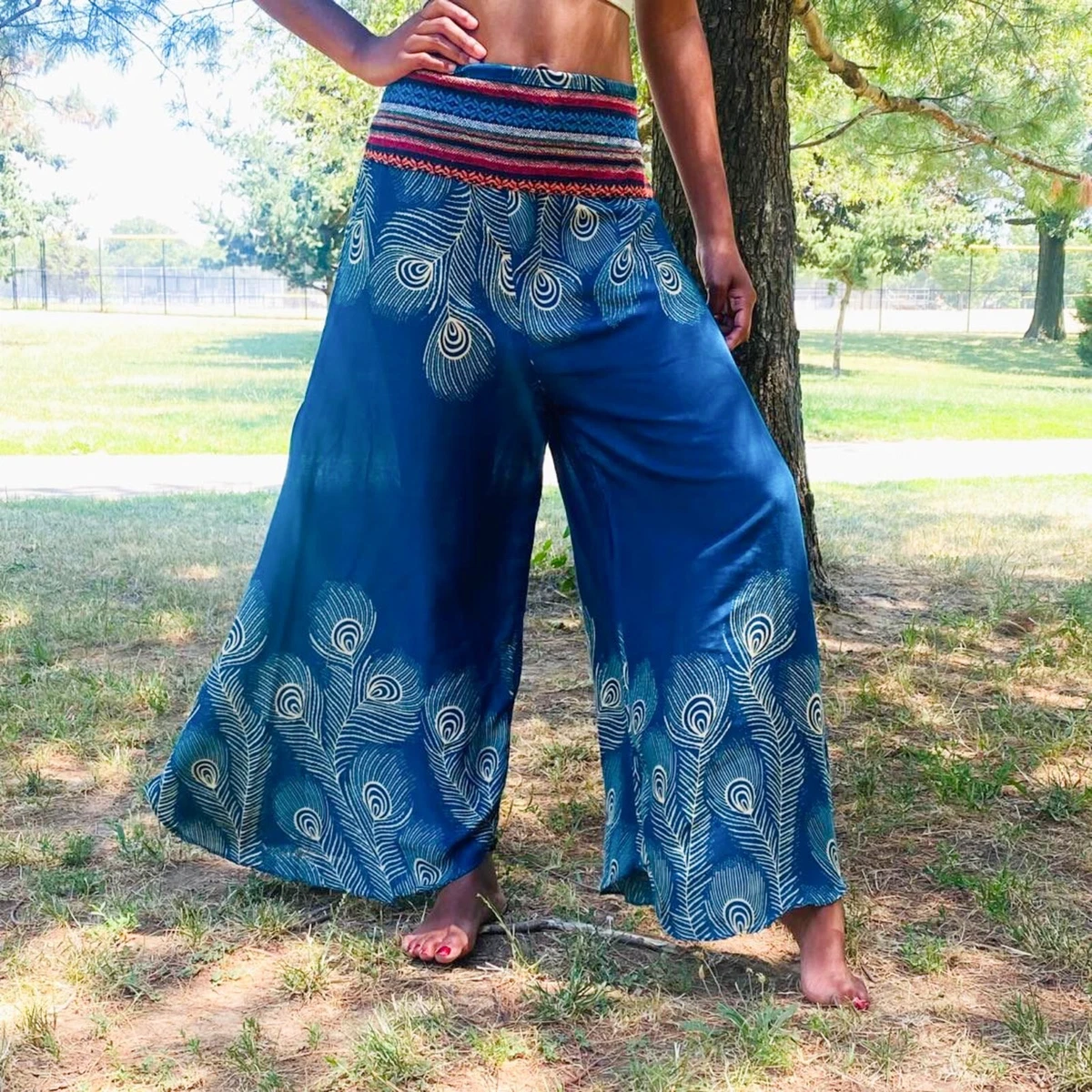 Summer Flowy Palazzo Pants, Yoga Pants, Lightweight Beach Wear, Wide Leg  Pants