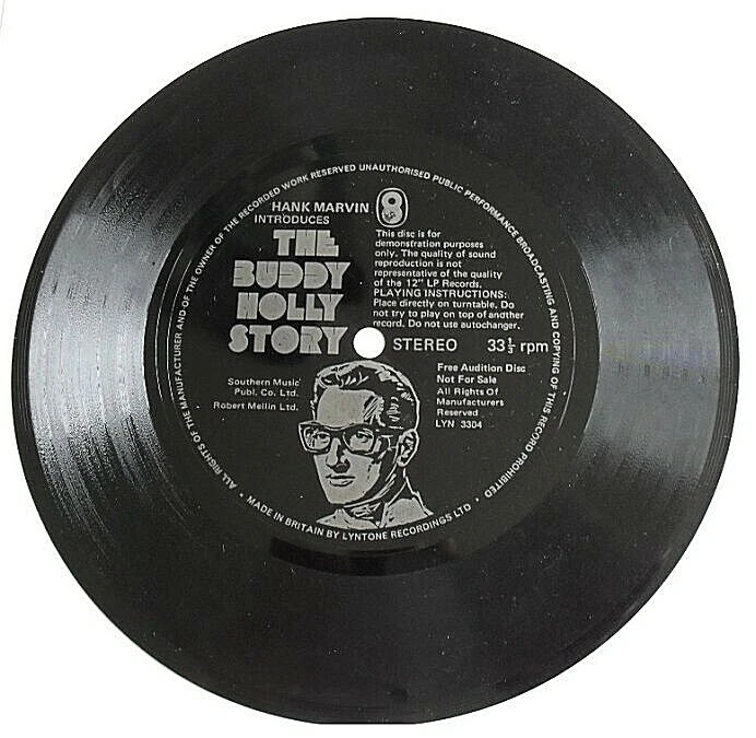 Buddy Holly 7" FLEXI 45rpm Import Record Rock n Roll Pop Rockabilly - Image 2 of 4