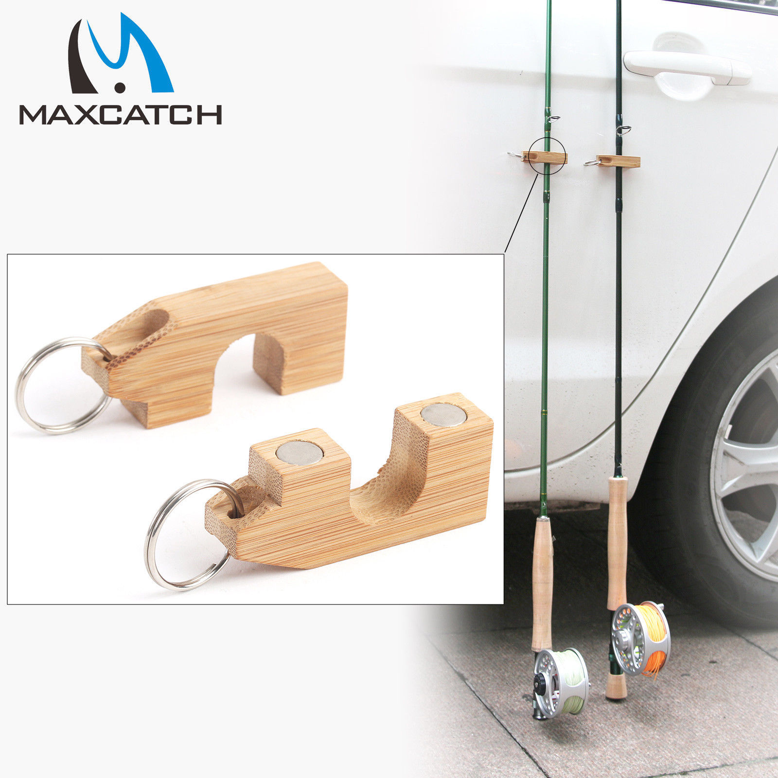 Maxcatch 2pcs Portable Bamboo Fly Fishing Magnetic Rod Guard