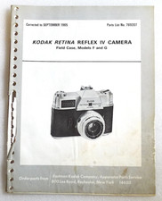 Illustrated Parts List 769207 for Kodak Retina IV Camera - 20 Pages Complete
