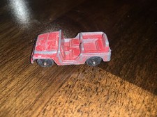 Vintage Tootsietoy Army Jeep Metal Diecast Made in USA (Red)
