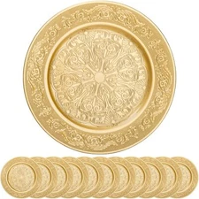 12 Pack Gold Charger Plates 13 Inch Round Chargers for Dinner Decorative Antique