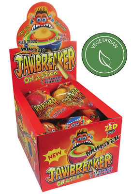 ZED CANDY - Monster Jawbreaker On a Stick VEGETARIAN HALAL Bubble
