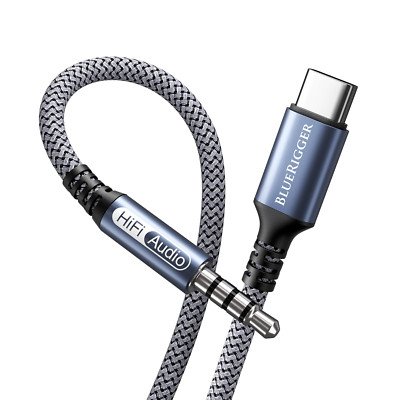 Bluerigger USB C to 3.5Mm Audio Cable - (6FT, Male AUX to USB C, Type C AUX Cord