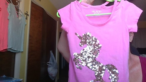 Cute! GOLD BLING! Little Girls XS (4T) Pink Unicorn Children's Place T-Shirt - Picture 22 of 22