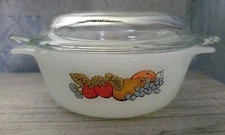 Small Covered Dish Anchor Hocking Fruit Decor