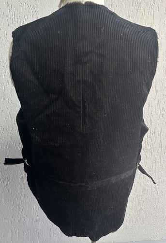 Men’s 1950s Black Double Breasted Corduroy Waistcoat Shawl Collar Workwear 42 L - Picture 2 of 3