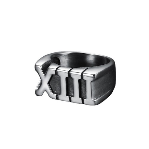 Mens Stainless Steel Roman Numeral Biker Lucky Number 13 Ring Size 7-14 - Picture 2 of 11