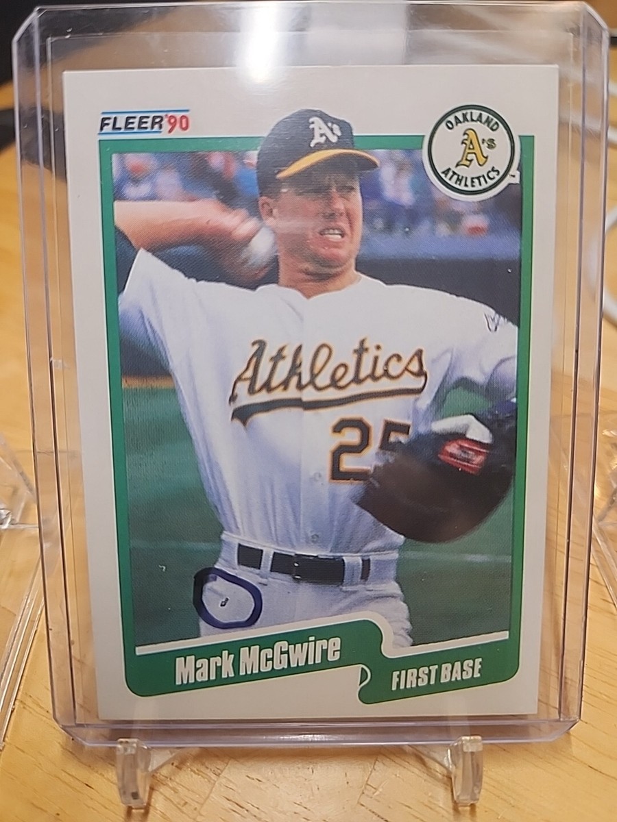 【PSA鑑定付き直筆サイン】1990 FLEER Ｗ．クラーク／Ｋ．ミッチェル 1990 FLEER #15 MARK MCGWIRE W/2 ERRORS MARK ON RT LEG # 74 RUNS