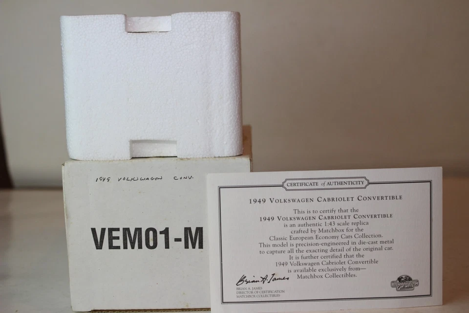 Matchbox VEM01-M, 1949 Volkswagen conversível escala 1:43 na caixa - Imagem 2 de 4