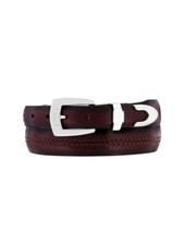 NWT BRIGHTON ONYX men's belt 34 Zambia brown silver buffalo nickel buckle keeper