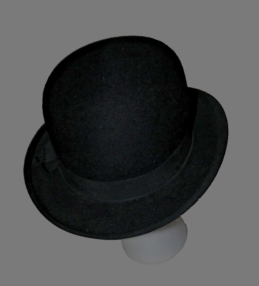Chapeau Melon Ancien Anglais - Début XXème Siècle - Noir Satin