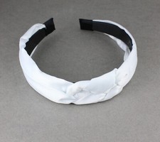 White satin braided headband soft fabric covered band grip teeth braid 1" wide