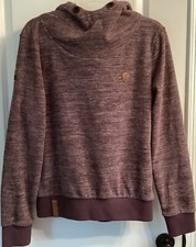 Naketano Women  s Large Heathered Burgundy Pullover Fleece Hoodie NO DRAWSTRING