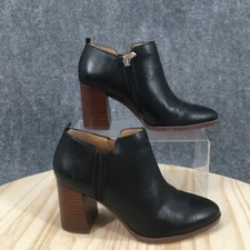 Franco Sarto Boots Womens 6 M Dante Zip Block Heels Ankle Bootie Black Leather