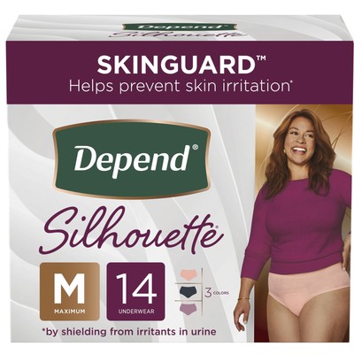 Silhouette Adult Incontinence and Postpartum Underwear for Women, Medium, Max...