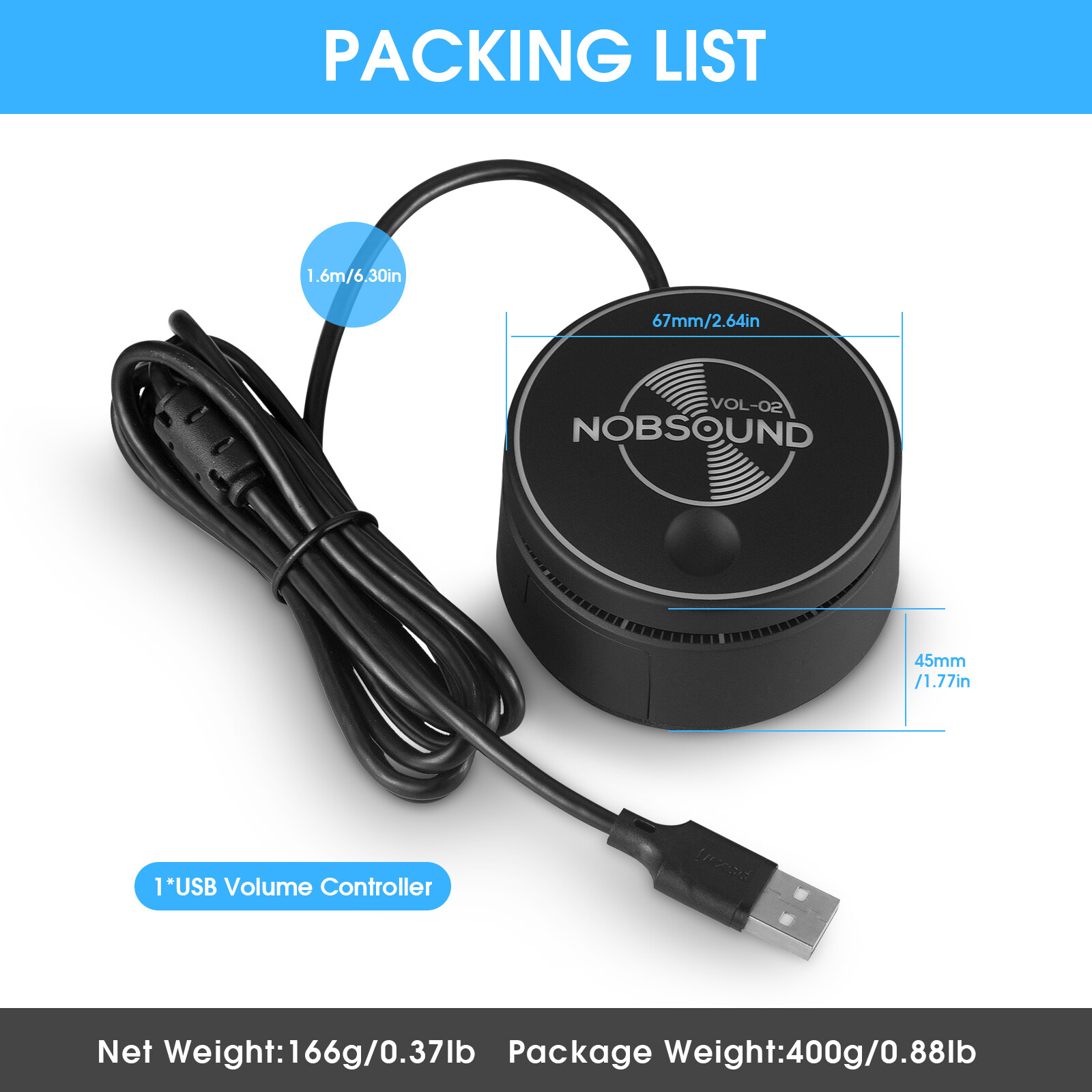 Mini USB Volume Controller Knob for Computer Speaker Audio Adjuster VOL