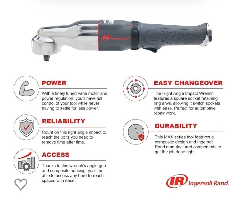 ingersol rand 2015max 3/8" Pneumatic Right Angle Impact Wrench eBay